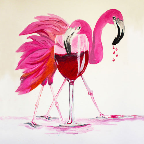 Flamingo Happy Hour Art Print