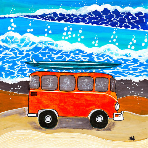 Orange Bus Art Print