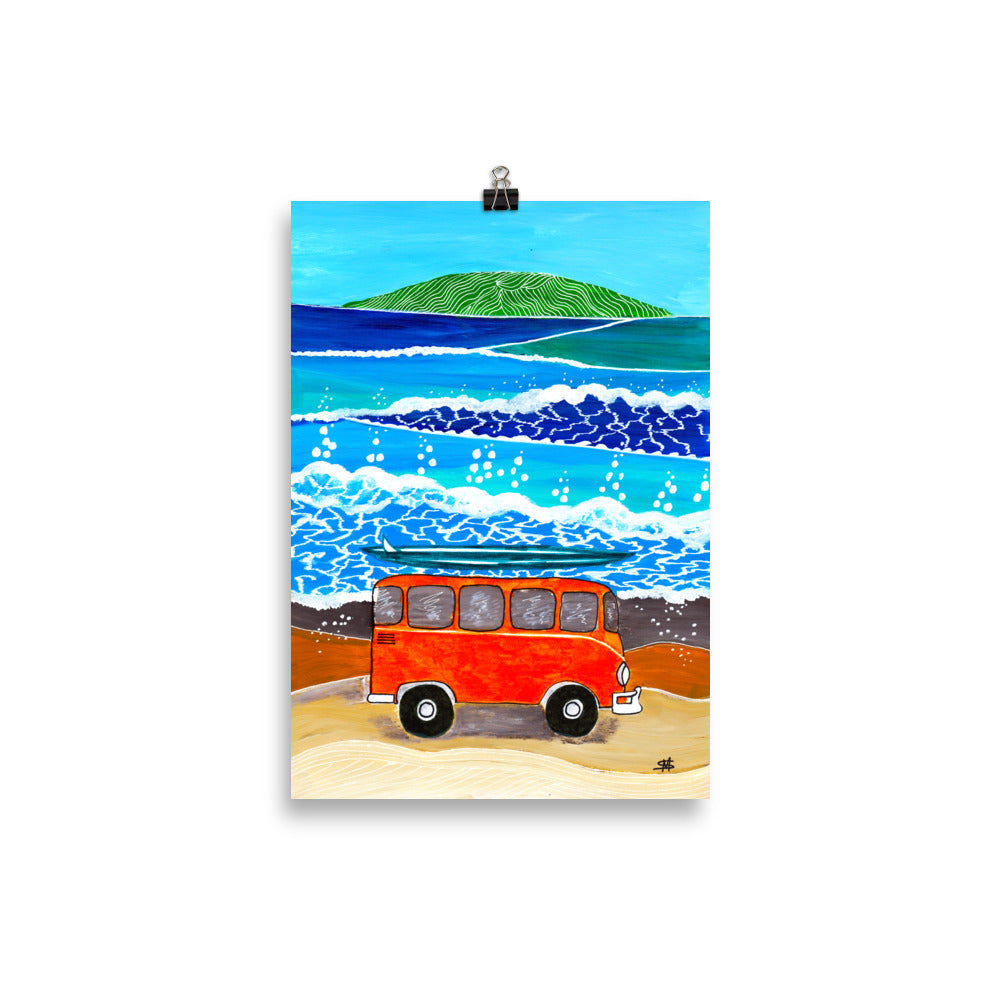 Orange Bus Art Print 20x 30cm