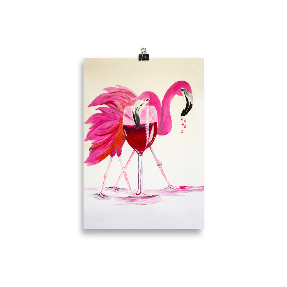 Flamingo Happy Hour Art Print 20 x 30cm