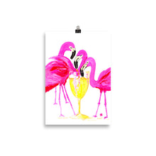 Load image into Gallery viewer, Three Flamingos In White Wine Art Print 20 x 30cm
