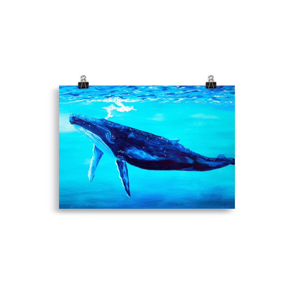 Into the Blue Whale Art Print 20 x 30cm