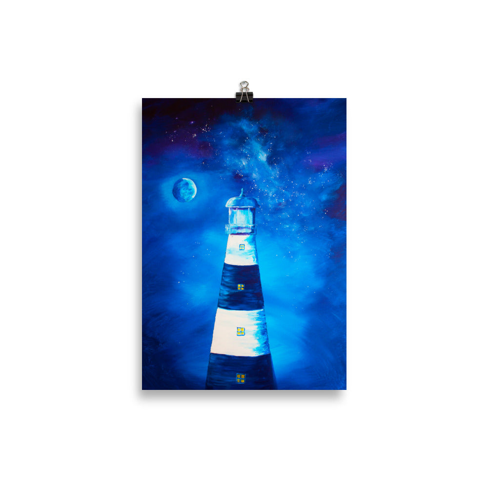 Moonlight Lighthouse Art Print 20 x 30cm