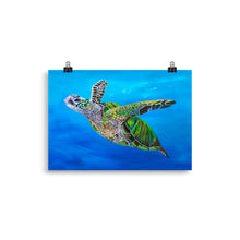 Load image into Gallery viewer, Green Turtle art print  21 x 30 cm
