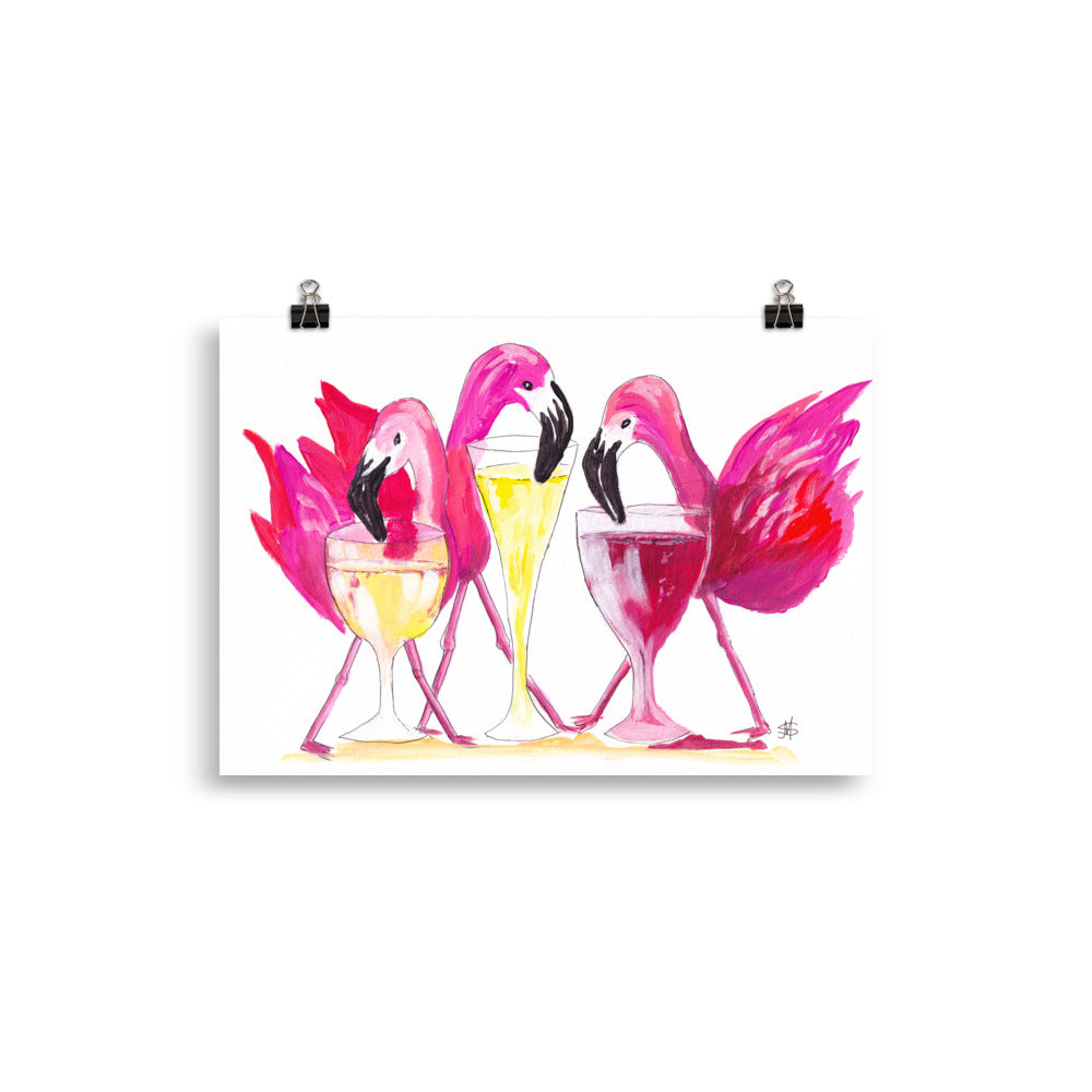 'Flamingo Happy Hour II' Art Print