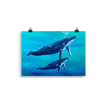 Load image into Gallery viewer, Humpback Whale and Calf Art Print - Into The Blue II - 20 x 30 cm
