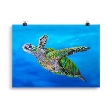 Load image into Gallery viewer, Green Turtle art print 50 x 70 cm
